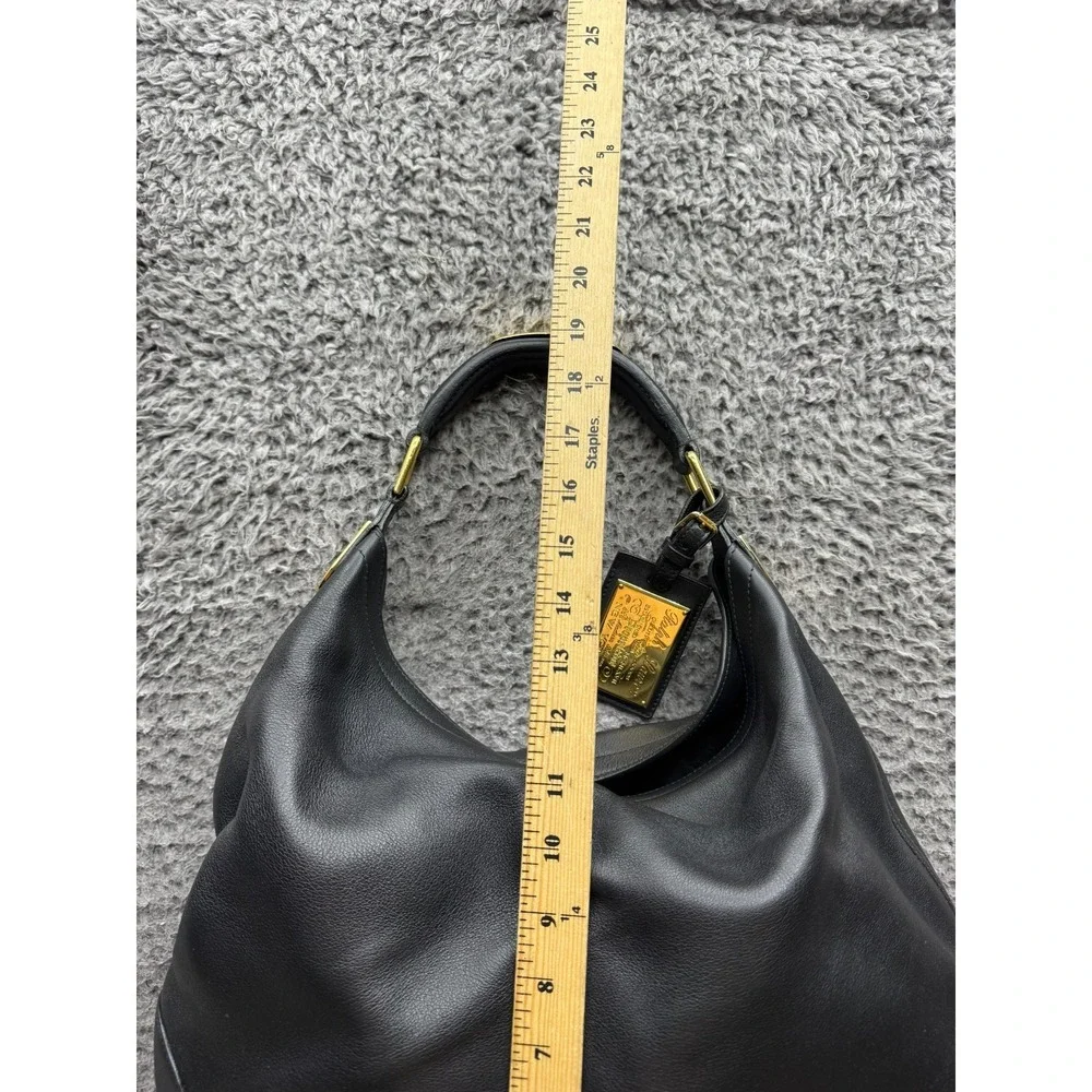 Ralph Lauren Women's Gold-Tone Genuine Italian Leather Hobo Shoulder Bag‎ Black